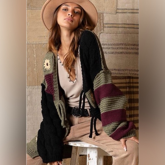 Closeout!▪️NWT POL Color Blocked, Striped, Floral Multi Cardigan Sweater - Picture 1 of 6